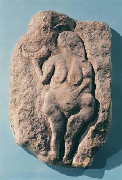 Venus with a Horn, from Laussel in the Dordogne by Prehistoric